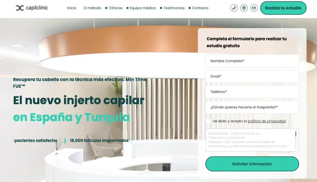 CapilClinic Madrid Clínica Capilar pagina web