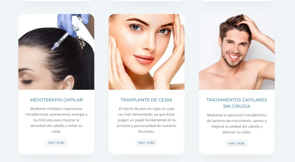 Clínica capilar de Estética Blife website tratamientos