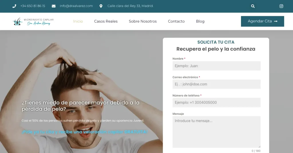 Dra Andrea Álvarez Injerto Capilar Clínica pagina web