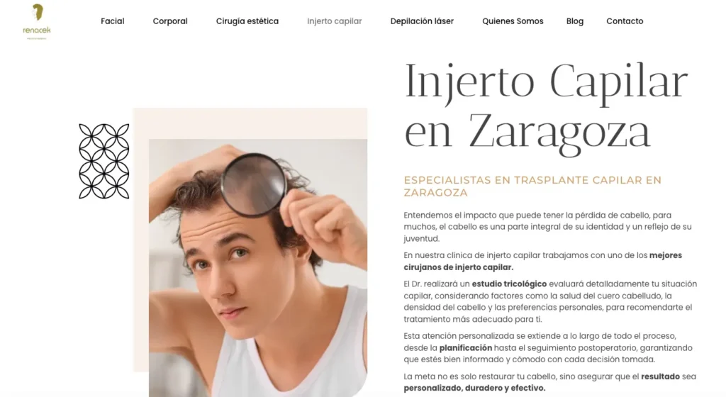 Injerto capilar Zaragoza – Renacek Cirugía Capilar pagina web