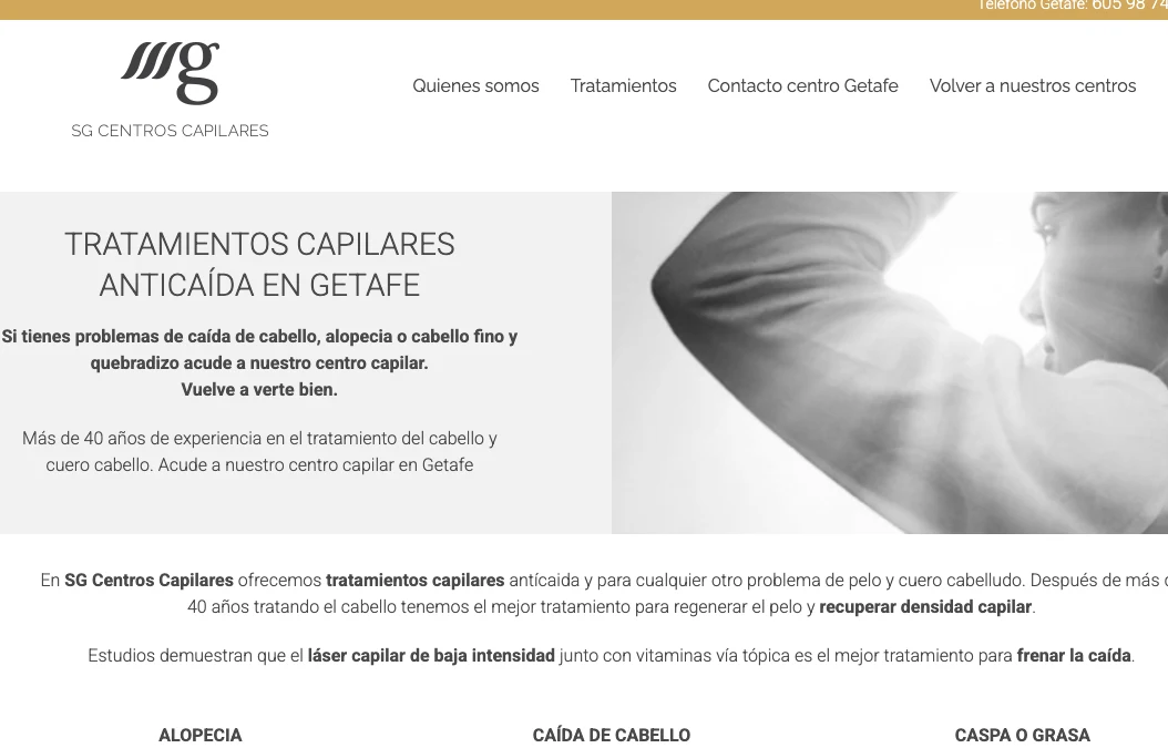 SG centros capilares Getafe pagina web
