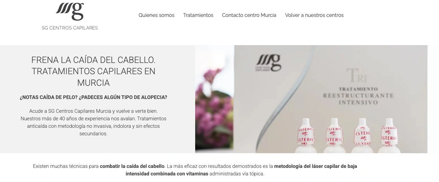 SG centros capilares y estética Murcia pagina web