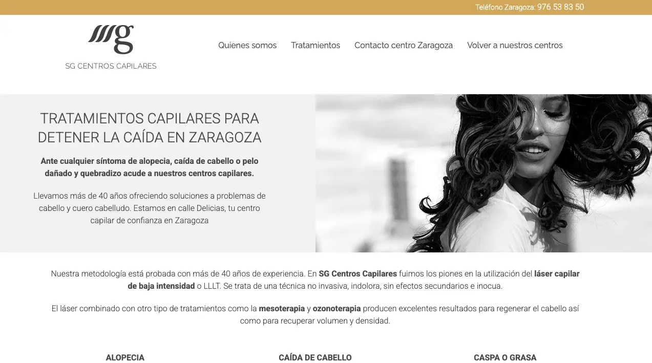 SG centros capilares y estética Zaragoza pagina web