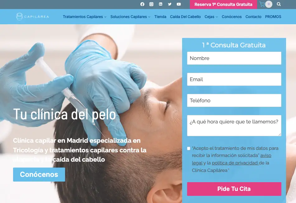 Clínica Capilar Capilárea Madrid pagina web