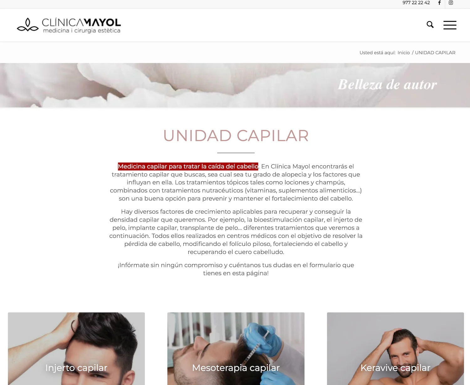 Clínica Mayol Clínica capilar en Tarragona pagina web
