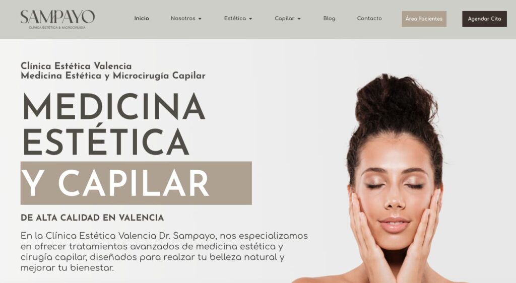 Clínica capilar Dr. Sampayo Valencia pagina web