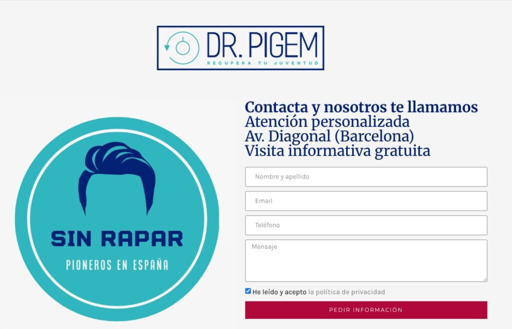 Dr. Ramon Pigem Clínica capilar pagina web